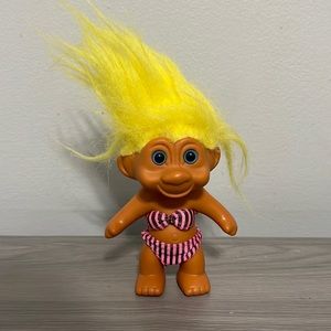 Vintage TNT Troll in a Bikini, Blue Eyes and Yellow Hair, Made in 1991